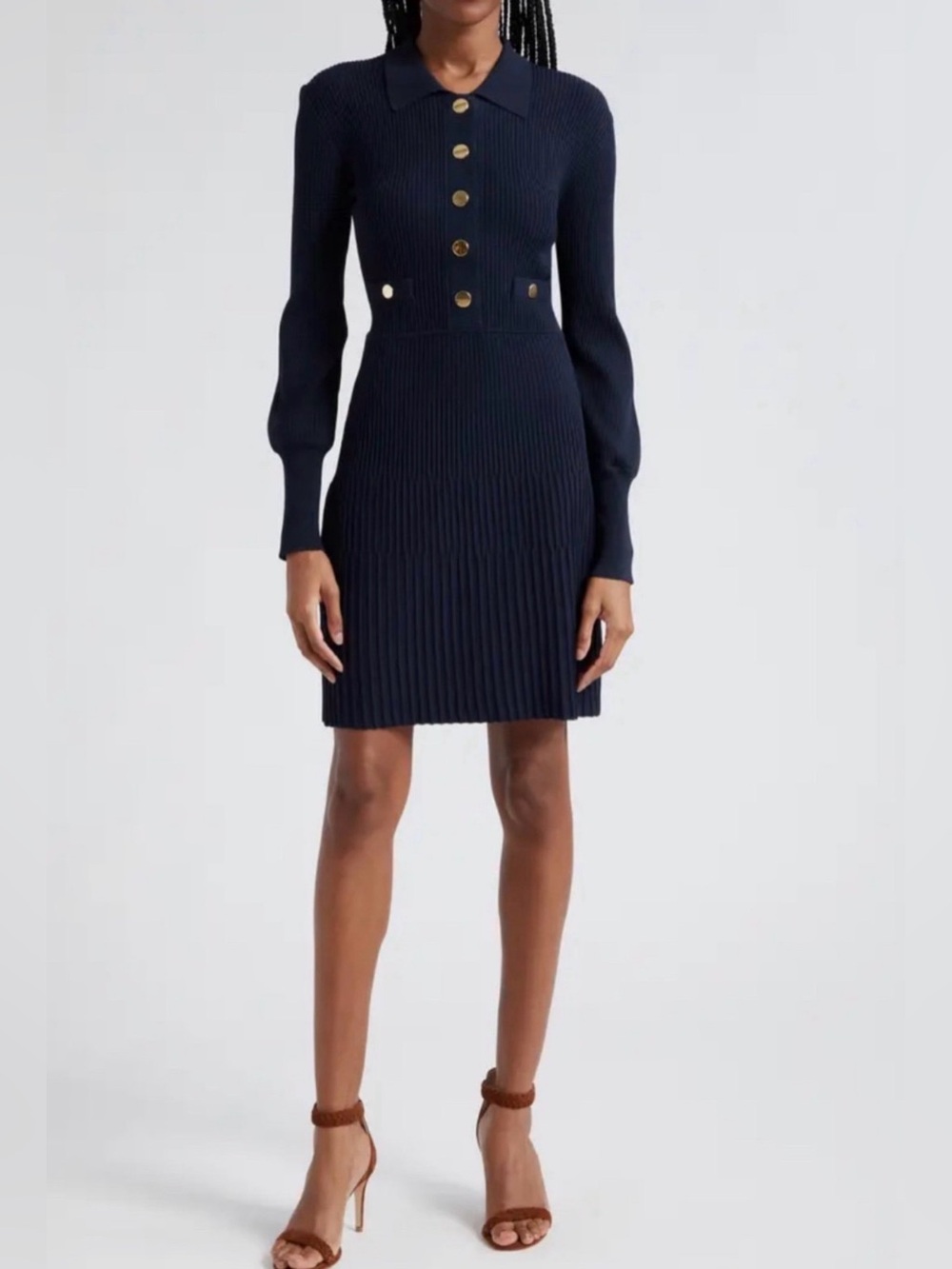 Veronica Beard Lauper Variegated Rib Long Sleeve Knit Dress size XS